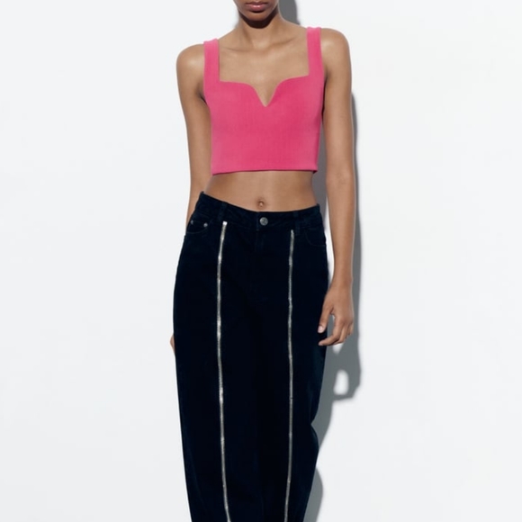 ZARA LIMITED EDITION SWEETHEART NECKLINE CROP TOP - Picture 2 of 7